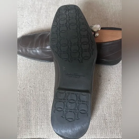 Salvatore Ferragamo Gancini Brown Leather Men’s Dress Loafers Shoe Size 10.5 D