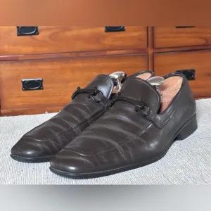 Salvatore Ferragamo Gancini Brown Leather Men’s Dress Loafers Shoe Size 10.5 D