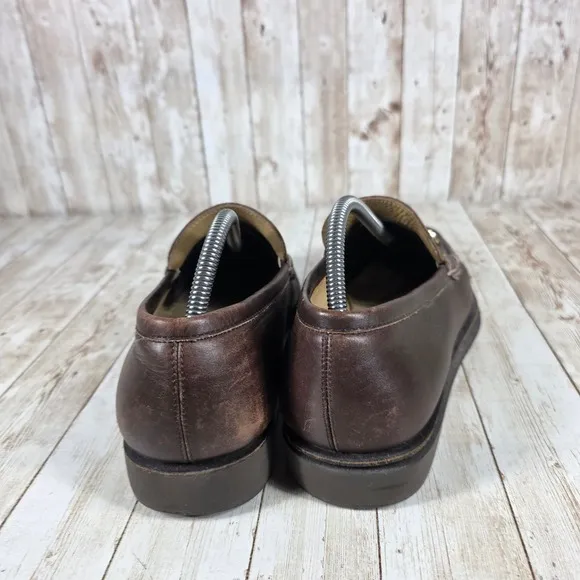 Salvatore Ferragamo Loafers Dress Shoes Gold Buckle Brown Leather Size 8.5