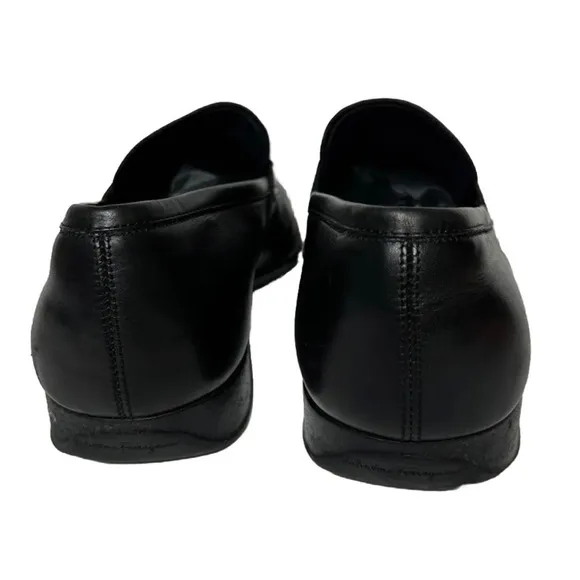 Salvatore Ferragamo Mens Black Leather Dress Loafers Size 7.5 US