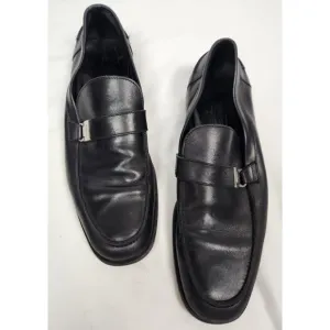 Salvatore Ferragamo Men's Sz. 9.5 D Black Leather Silver Bit Dress Loafers