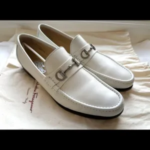 Salvatore Ferragamo Men's White Loafers