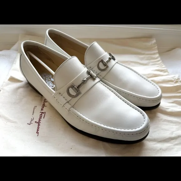 Salvatore Ferragamo Men's White Loafers