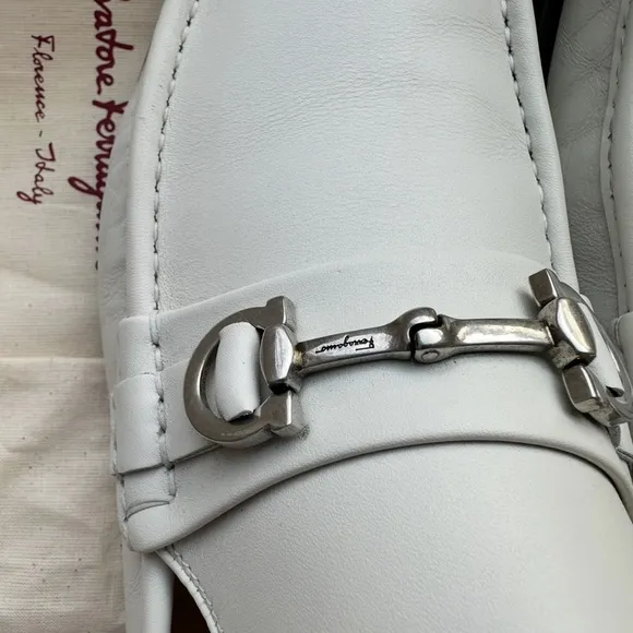 Salvatore Ferragamo Men's White Loafers