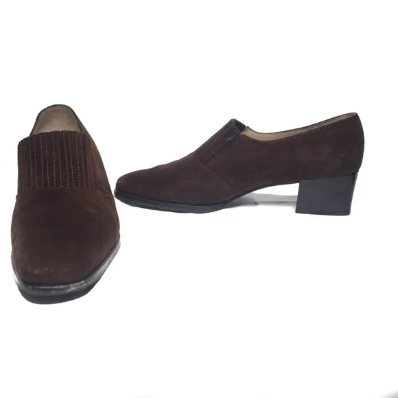 SALVATORE FERRAGAMO Shoes Classic Slip-on Loafers Suede Brown Size 5.5