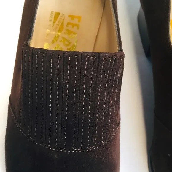 SALVATORE FERRAGAMO Shoes Classic Slip-on Loafers Suede Brown Size 5.5
