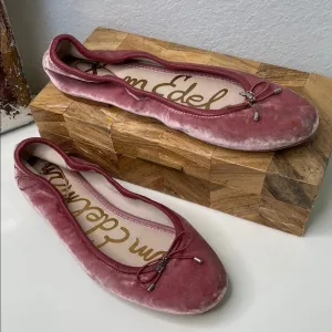 Sam Edelman Felicia Pink Velvet Ballet Flats Size 8