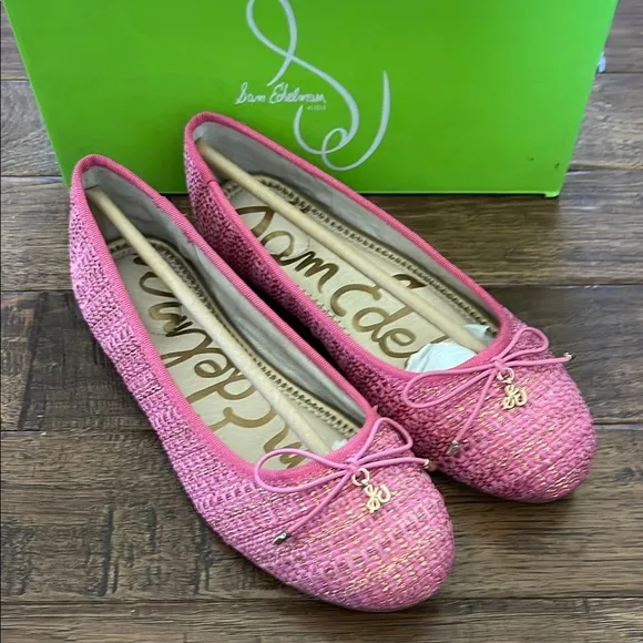 Sam Edelman Girls' Felicia Ballet Flat in Pink Boucle Size 4
