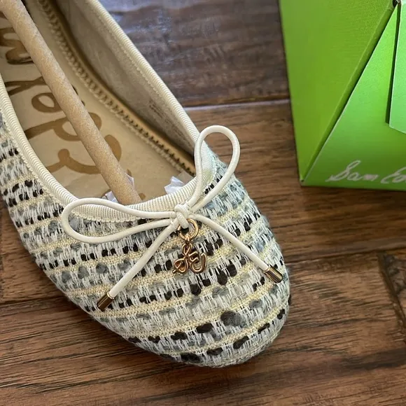 Sam Edelman Girls Felicia Ballet Flat in Sand Boucle Size 2