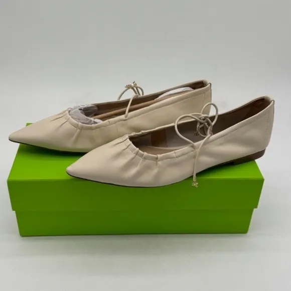 Sam Edelman Leather Ballet Flats Pointed Toe Dressy Beige Size 9M