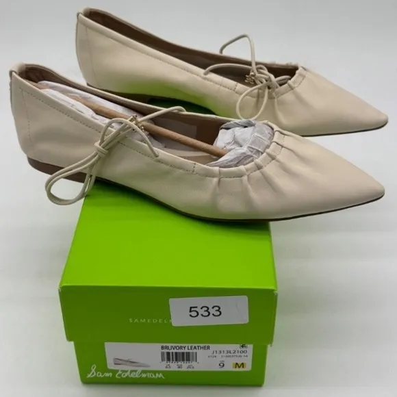 Sam Edelman Leather Ballet Flats Pointed Toe Dressy Beige Size 9M