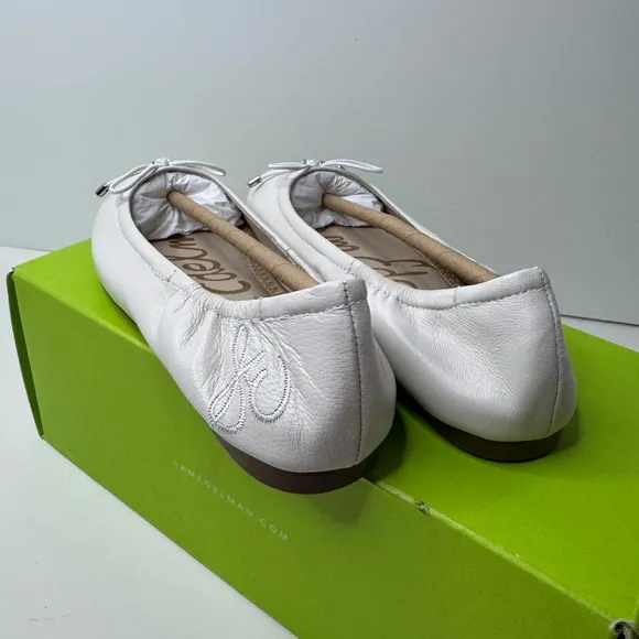 Sam Edelman Little Girls' Felicia Mini Flat Flats in White Leather Size 1