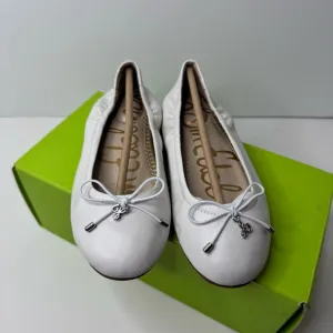 Sam Edelman Little Girls' Felicia Mini Flat Flats in White Leather Size 1