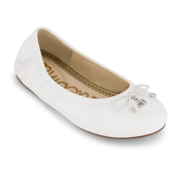Sam Edelman Little Girls' Sam Edelman Felicia Flat Flats in White Leather Size 1