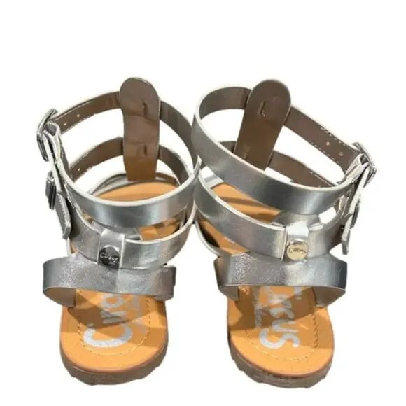 Sam Edelman Selma Gladiator Strappy Silver Sandals Size 6.5 NEW