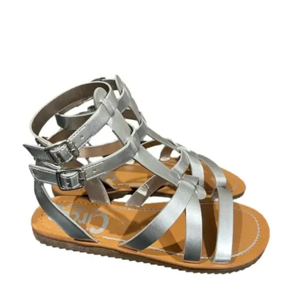 Sam Edelman Selma Gladiator Strappy Silver Sandals Size 6.5 NEW