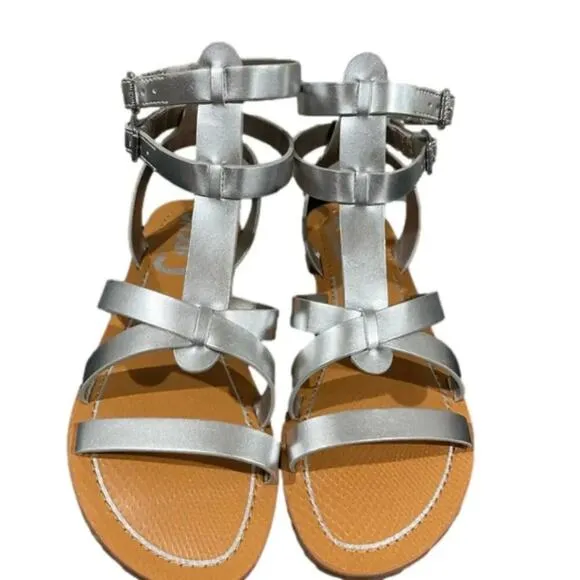 Sam Edelman Selma Gladiator Strappy Silver Sandals Size 6.5 NEW