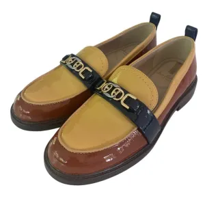 SAM EDELMAN Women’s Christy Patent Leather Loafers Cream/Copper/Navy  Size: 6.5