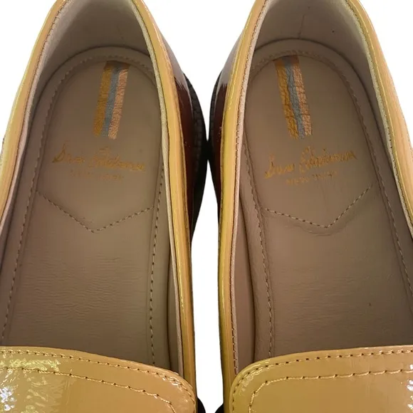 SAM EDELMAN Women’s Christy Patent Leather Loafers Cream/Copper/Navy  Size: 6.5