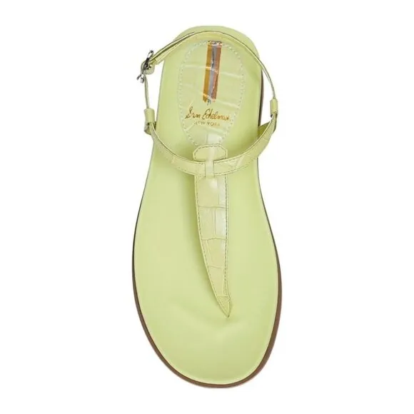 Sam Edelman Womens Kiwi Green Naomi Leather T Strap Flat Sandals Sz 8.5 M NIB
