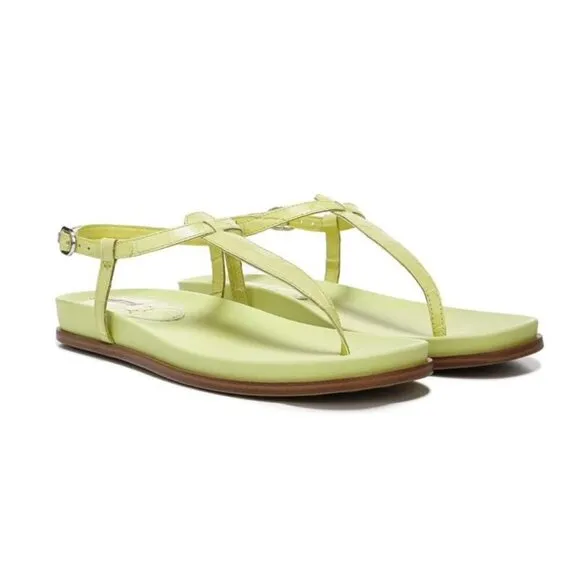 Sam Edelman Womens Kiwi Green Naomi Leather T Strap Flat Sandals Sz 8.5 M NIB