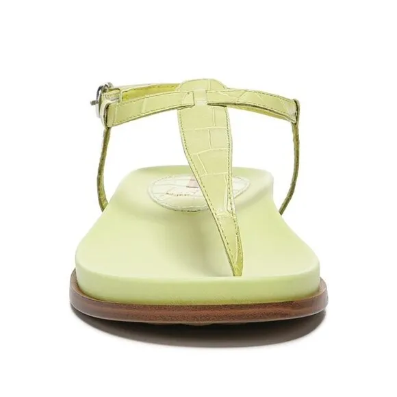 Sam Edelman Womens Kiwi Green Naomi Leather T Strap Flat Sandals Sz 8.5 M NIB