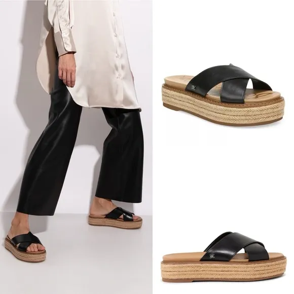 Sam Edelman Women's Korina Crossover Strap Espadrille Platform Slide Sandals