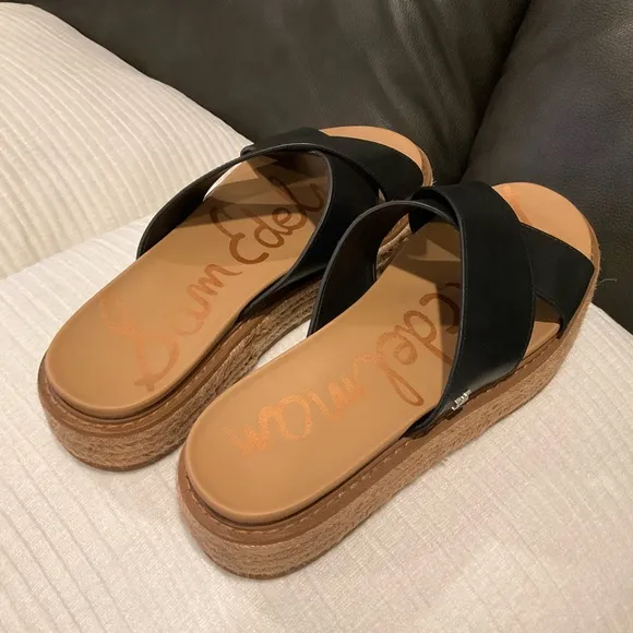 Sam Edelman Women's Korina Crossover Strap Espadrille Platform Slide Sandals
