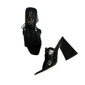 Sam Edelman Women's Laurette Black UltraStrappy Block Heel Sandals Size 5.5