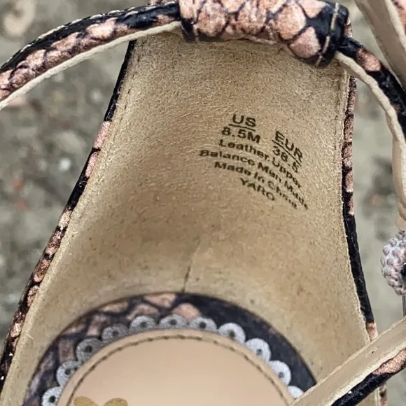 Sam Edelman YARO HEELS SNAKESKIN PYTHON BLOCK HEELS LEATHER STRAPPY SANDALS 8.5