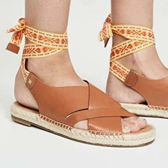 Sam Edelman 7 Womens Brown Leather Espadrilles Sandals Shoes