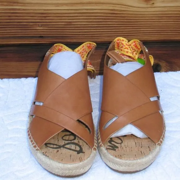 Sam Edelman 7 Womens Brown Leather Espadrilles Sandals Shoes