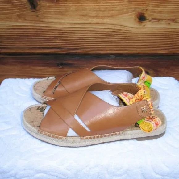 Sam Edelman 7 Womens Brown Leather Espadrilles Sandals Shoes