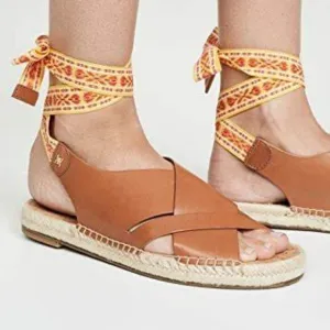 Sam Edelman 7 Womens Brown Leather Espadrilles Sandals Shoes