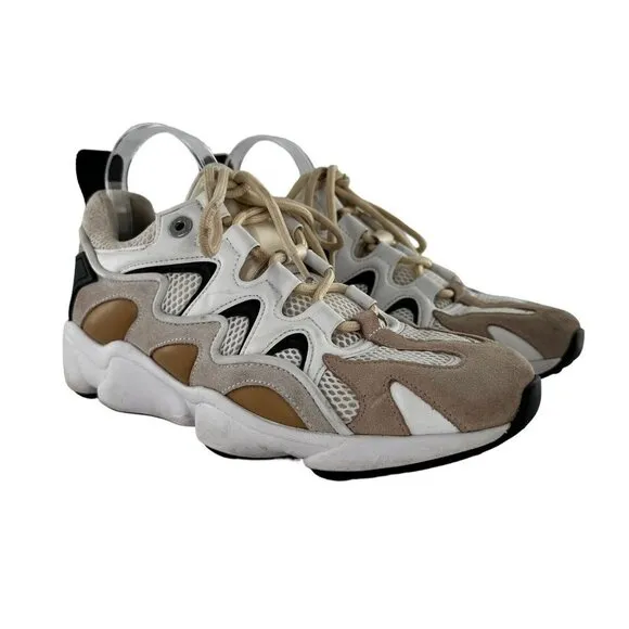 Sandro Atomic Beige &amp; Off-White High Top Sneakers Size 41