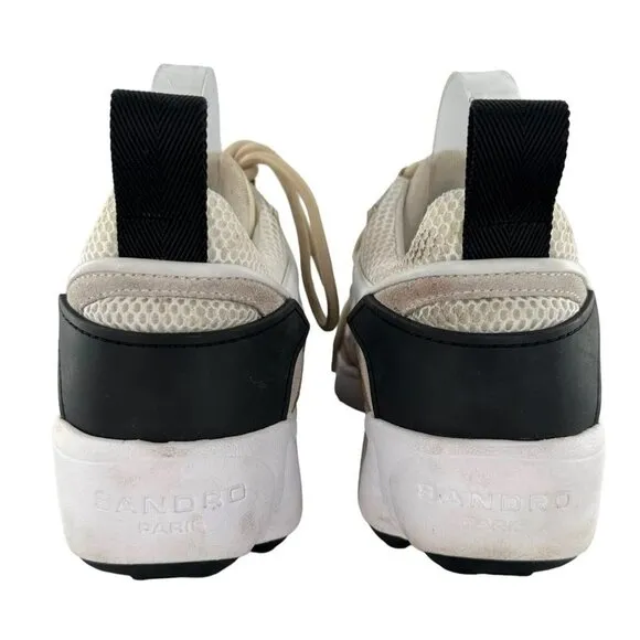 Sandro Atomic Beige &amp; Off-White High Top Sneakers Size 41