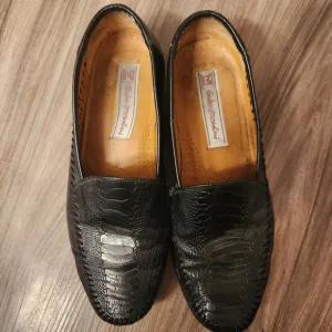 Sandro Moscoloni Genuine Ostrich Dress Loafers Black size 8