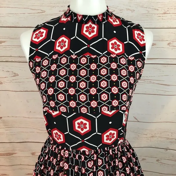 Sandro Paris Honeycomb Paisley Retro Mod Flare Dress