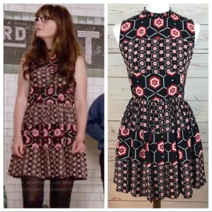 Sandro Paris Honeycomb Paisley Retro Mod Flare Dress