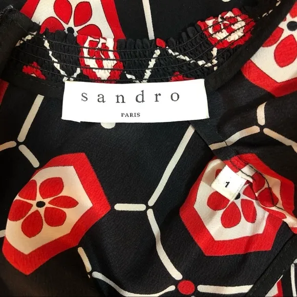 Sandro Paris Honeycomb Paisley Retro Mod Flare Dress