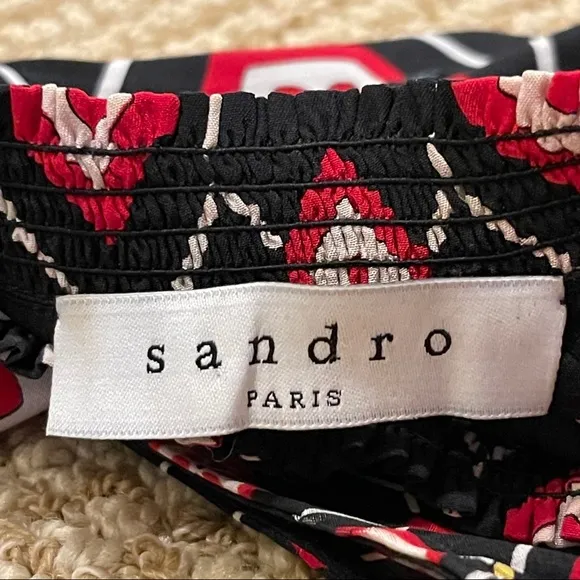 Sandro Red Honeycomb Silk Dress 1 small