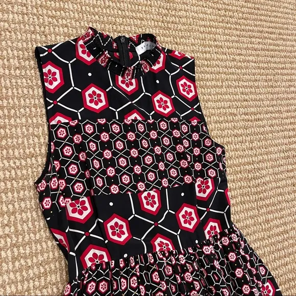 Sandro Red Honeycomb Silk Dress 1 small