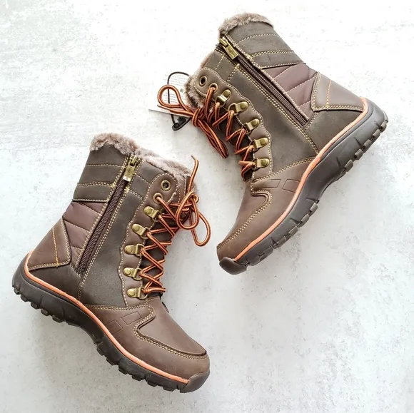 Santana Canada Nevis Faux Fur Winter Snow Boots Waterproof Brown SZ 6