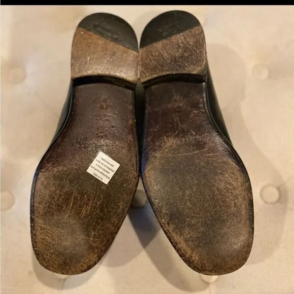 SANTONI Black Leather Penny Loafer 7 1/2 D Santoni