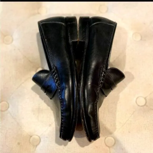 SANTONI Black Leather Penny Loafer 7 1/2 D Santoni