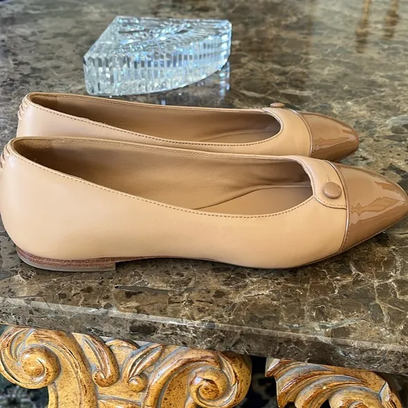 Sarah Flint Sacchetto Ballet Flat Napa/Patent Leather size 36.5 Nude Tan/Beige