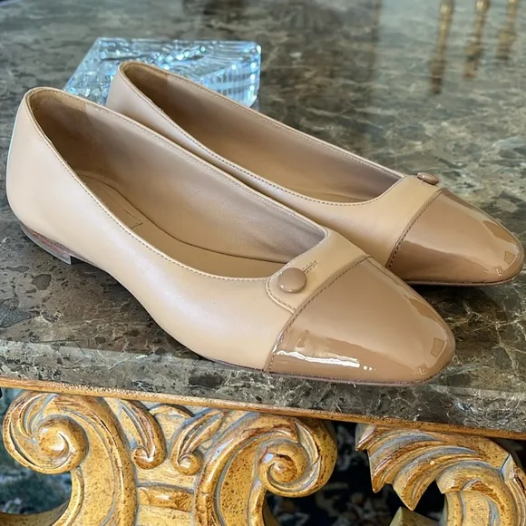 Sarah Flint Sacchetto Ballet Flat Napa/Patent Leather size 36.5 Nude Tan/Beige