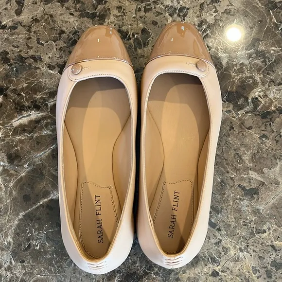 Sarah Flint Sacchetto Ballet Flat Napa/Patent Leather size 36.5 Nude Tan/Beige