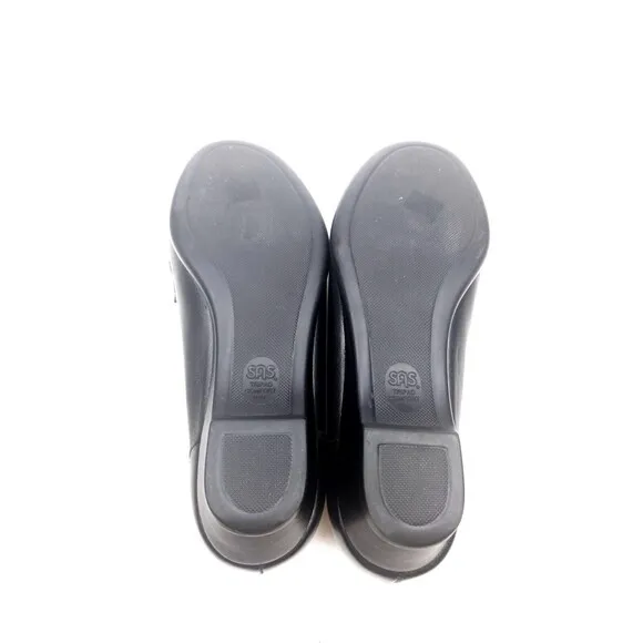 SAS Black Leather Easier Tri-Pad Comfort Dress Loafers Slip On Shoes 8.5 W Wide