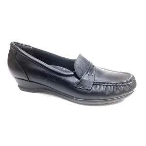 SAS Black Leather Easier Tri-Pad Comfort Dress Loafers Slip On Shoes 8.5 W Wide